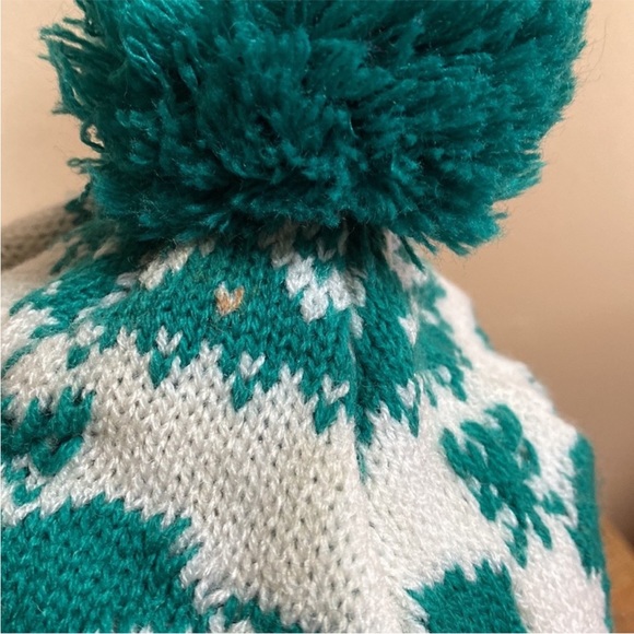 VTG 80’S Green Panda Bear Knit Knitted Pom Pom Winter Hat Beanie - Picture 14 of 14